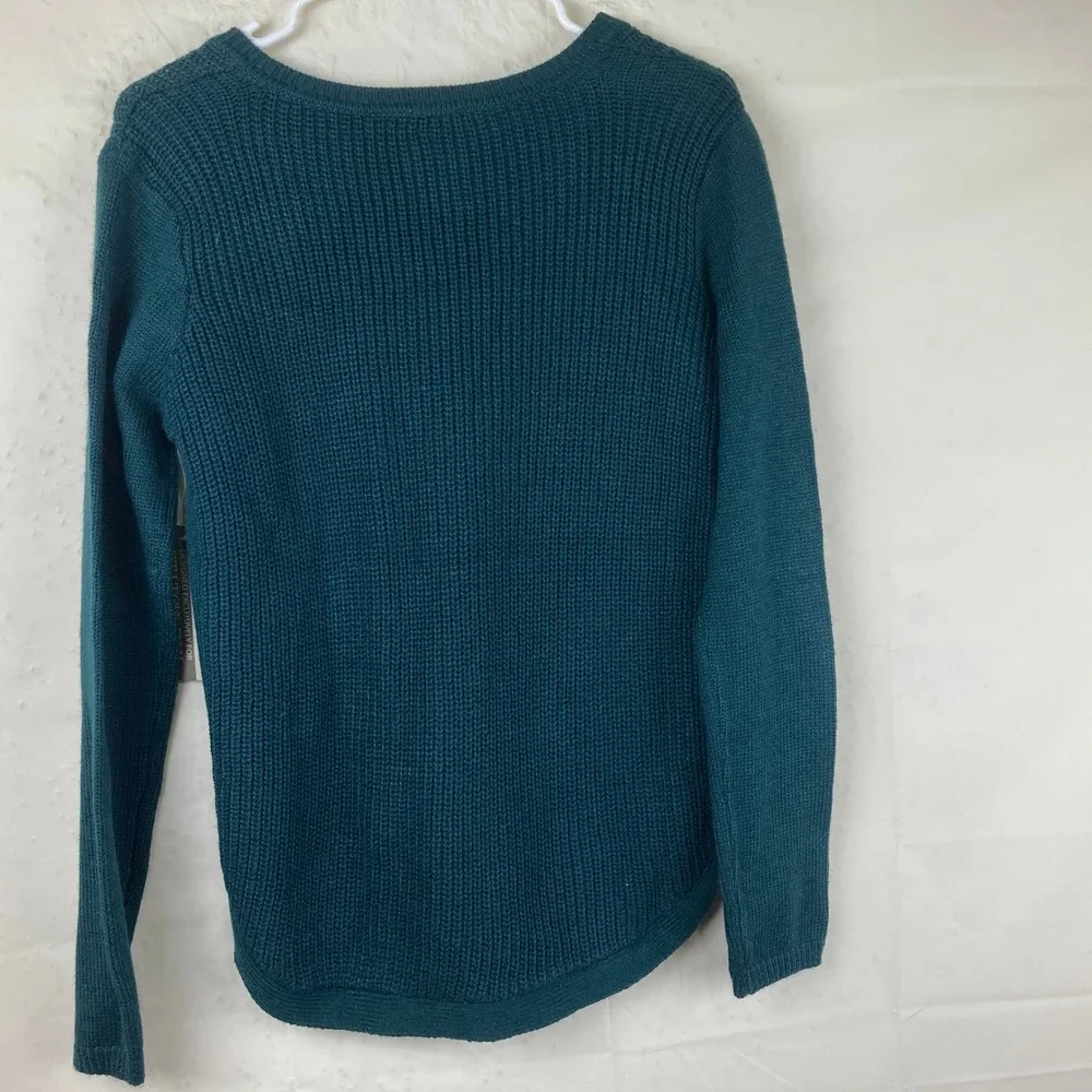NWT‎ RD Style Pullover Sweater Womens S Teal Green V-Neck Ribbed Preppy Casual